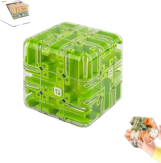Large Labyrinth 3D Puz-zle Cube, Spatial Awareness Brain Training Toy for Stress Relief & Logic Development, Mind Teaser Challenge Game, Spatial Logic Puzzle for Kids and Adults (Green)