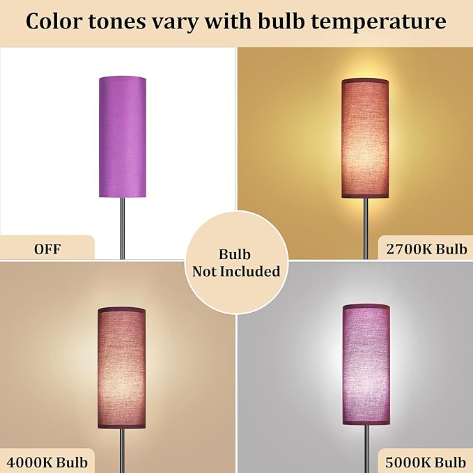 PARTPHONER Floor Lamp for Living Room, Modern Standing Lamps with Lampshade, Minimalist Tall Lamp with Foot Switch for Living Room, Bedroom, Kids Room, Office(Bulb Not Included)
