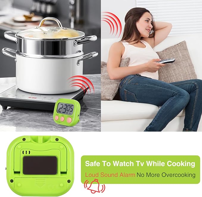 30 Pcs Digital Kitchen Timer Bulk, Magnetic Timers for Classroom, LCD Display, Loud Alarm, Electronic Minute Second Clock Timer for Teacher, Exercise, Cooking, Baking(6 Colors)