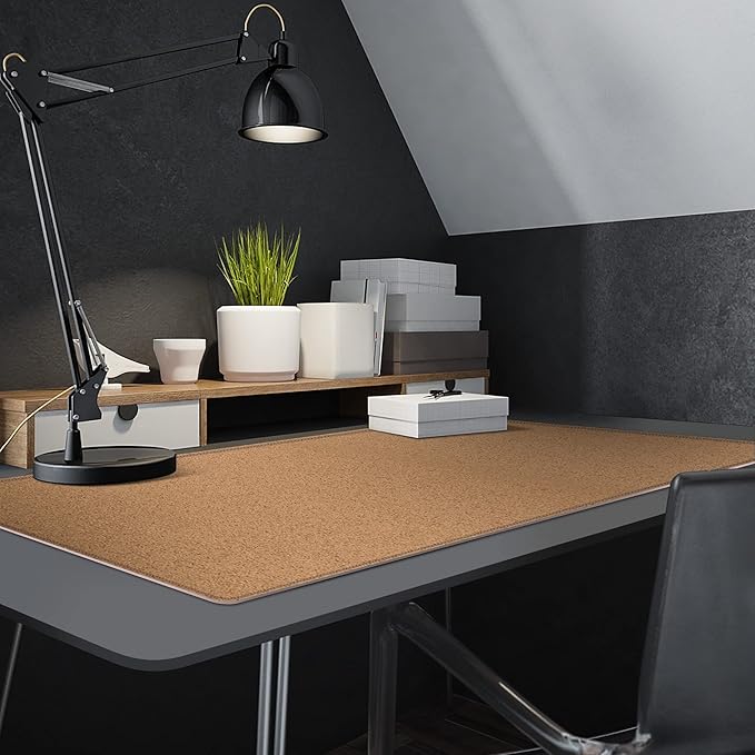 MAIDERN XXL 47.2" x 23.6" Cork & Leather Desk Mat, Dual Sided, Gaming & Home Office (Cream)