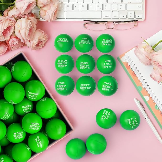 54PCS Motivational Stress Balls for Adults and Kids - Stress Balls Bulk Soft Sponge Squeeze Toys with Inspirational Quotes | Office Classroom Stress Relief Gifts | Anxiety Relief Fidget Toys