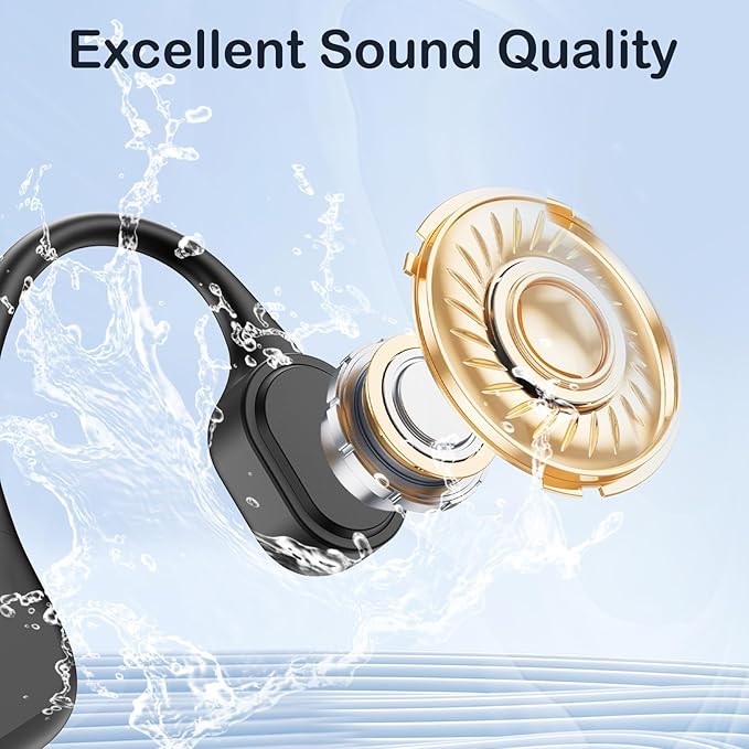 Bone Conduction Swimming Headphones, IP68 Waterproof Earbuds with 32GB MP3, Bluetooth 5.4 Open Ear Sport Earphones, Underwater Headphones for Swimming, Running, Cycling, Marathon-SurfAudio