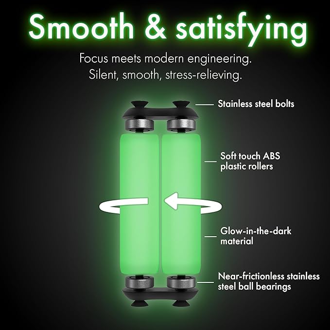 ONO Roller - Handheld Fidget Toy for Adults | Help Relieve Stress, Anxiety, Tension | Promotes Focus, Clarity | Compact, Portable Design (Junior Size/ABS Plastic, Glow in The Dark)