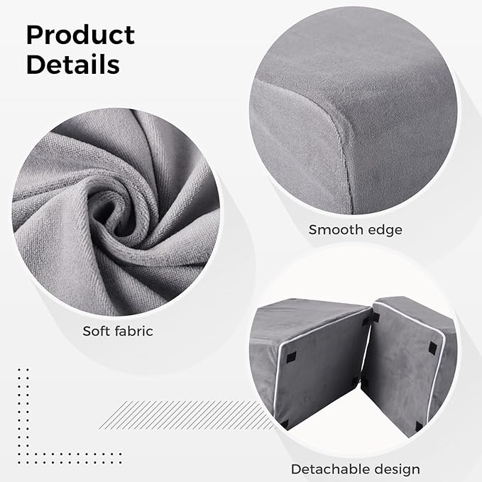 Adjustable Foot Rest Under Desk, Ergonomic Foot Support Cushion, Under Desk Ottoman with Washable Cover, Anti-Slip Design, Ideal for Office, Work, and Home Use (Gray)