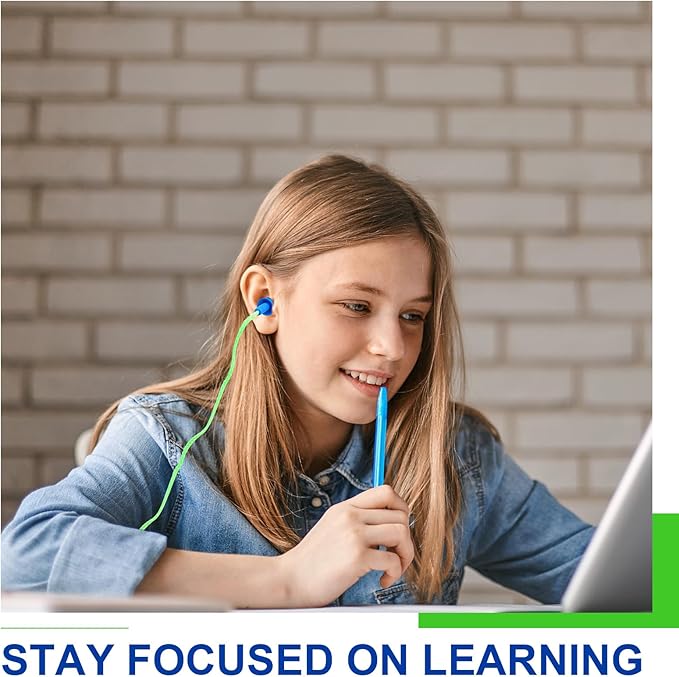 Tondiamo 200 Pairs Ear Plugs Reusable Silicone Earplugs with Cord Sleeping Individually Wrapped Hearing Protection Noise Cancelling Earplugs for Work Construction Shooting Sports(Blue, Green)