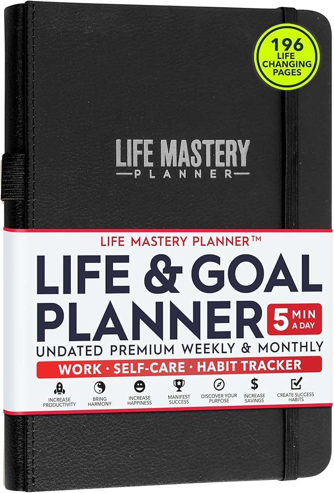 Life Mastery Planner - A 12 Month Journey to Crush Your Goals, Increase Productivity, Passion, Success & Happiness - Weekly & Monthly Life Planner