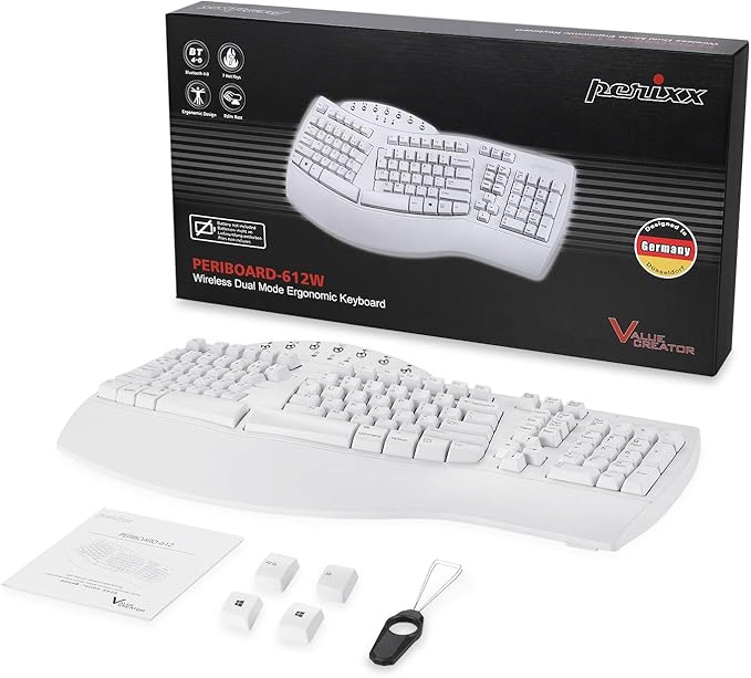 Perixx Periboard-612 Wireless Ergonomic USB Split Keyboard, US English Layout