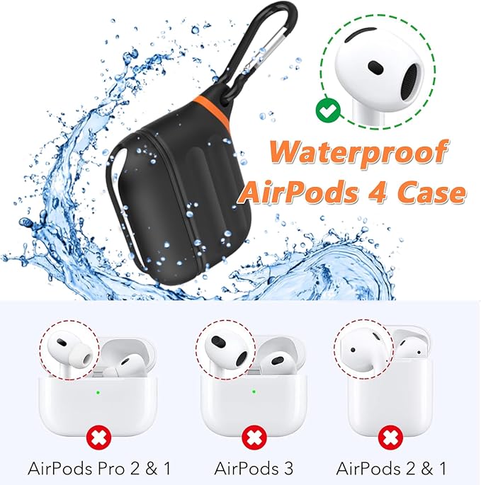 for Airpods 4 Case Silicone Compatible with Apple Airpods 4 | Waterproof Protection | Portable | for USB-C/Wireless | Anti-Lost | One Piece | Blue
