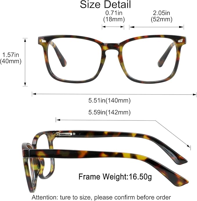 YEIN Bifocal Reading Glasses with Blue Light Blocking Lenses, Bifocal Reader for Women and Men, Vintage Square frame with Spring Hinge (+0.50/+2.75 magnification)