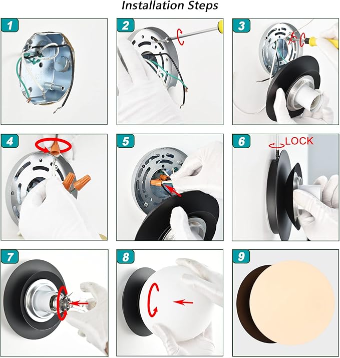 Wall Sconces, 1 Light Modern Globe Sconce in Matte Black, Wall Light for Bedroom Bathroom Living Room & Hallway Vanity Lighting, Ceiling Light Fixture