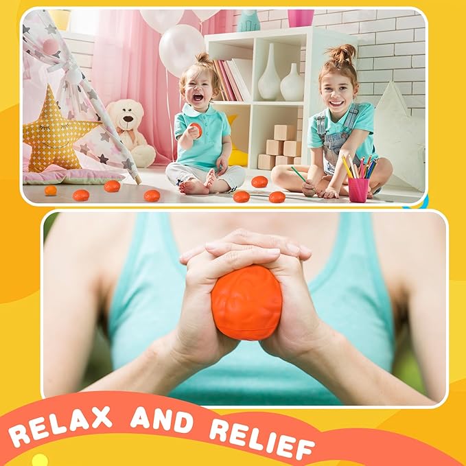 Leitee 12 Pcs Brain Stress Balls Bulk Large Halloween Brain Toys PU Hand Muscle Exercise Pressure Ball Funny Stress Relief Toy for Teens Adult Improving Grip Strength Prop(Orange)
