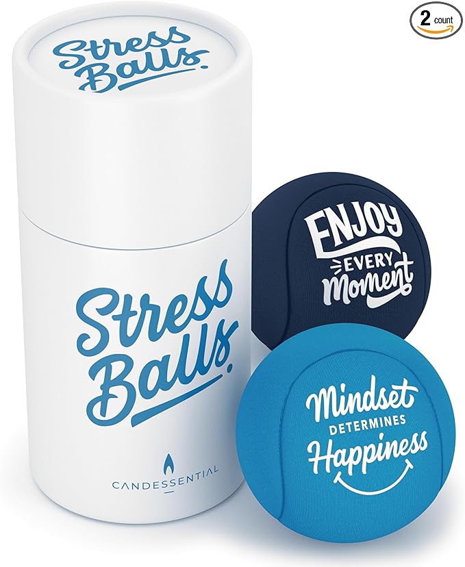 Candescent Stress Balls - Hand Therapy Relief for Anxiety, Fidget, Tension, Exercise Strengthener - Motivational Toys for Adults & Kids - Set of 2 (Crystal Blue, Ocean Blue)