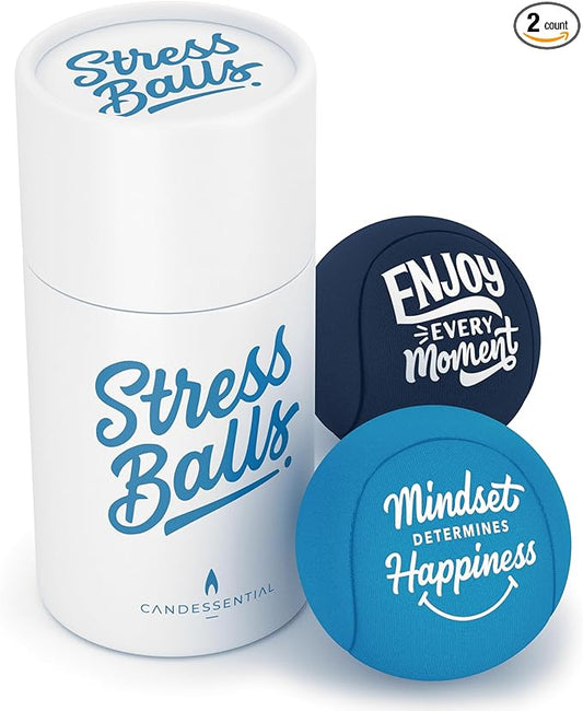 Candescent Stress Balls - Hand Therapy Relief for Anxiety, Fidget, Tension, Exercise Strengthener - Motivational Toys for Adults & Kids - Set of 2 (Crystal Blue, Ocean Blue)