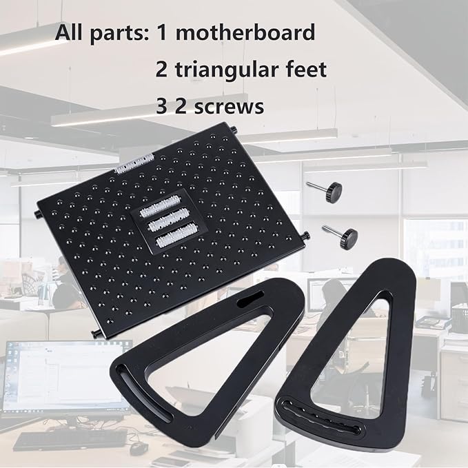 Foot Rest for Under Desk at Work,Ergonomic 6-Height Adjustable Footstool，Under Desk Footrest with Foot Massage Roller,Chair Footstool for Leg (Black)