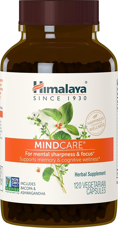 Himalaya MindCare, Nootropic Brain Supplement Booster for Mental Sharpness, Focus, Memory, and Cognitive Wellness, 1170 mg, 120 Capsules, 1 Month Supply