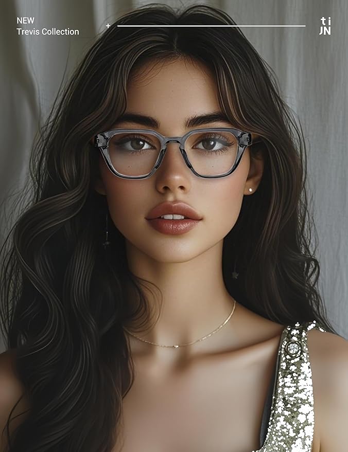 TIJN Blue Light Blocking Glasses for Women Men TR90 Rectangle Frame and Chic Preppy Style Computer Screen Glasses, Trevis