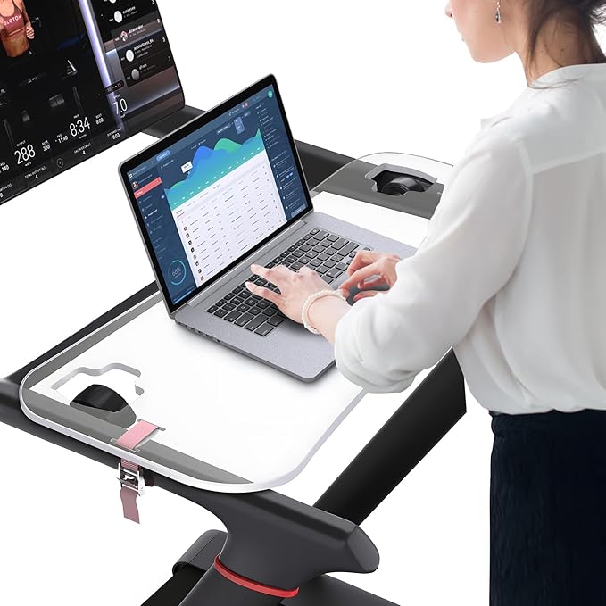 Treadmill Desk Attachment,Compatible with Peloton Tread Tray Ergonomic Platform, Tablet Holder,New Universal Cooling Holes Laptop Stand for Home/Office Transparent Acrylic Material