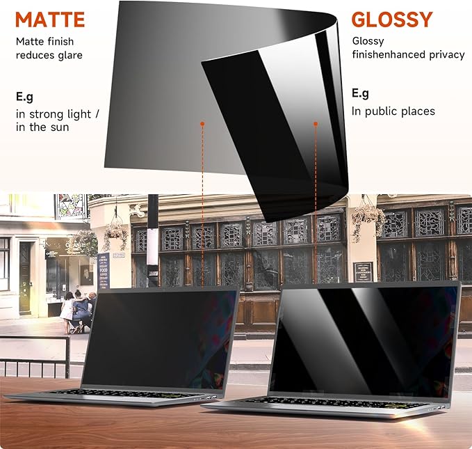 Mamol Laptop Privacy Screen 17 Inch for 16:10 Widescreen Display, Anti Blue Light Glare Filter, Removable Screen Shield, Anti-Scratch Screen Protector