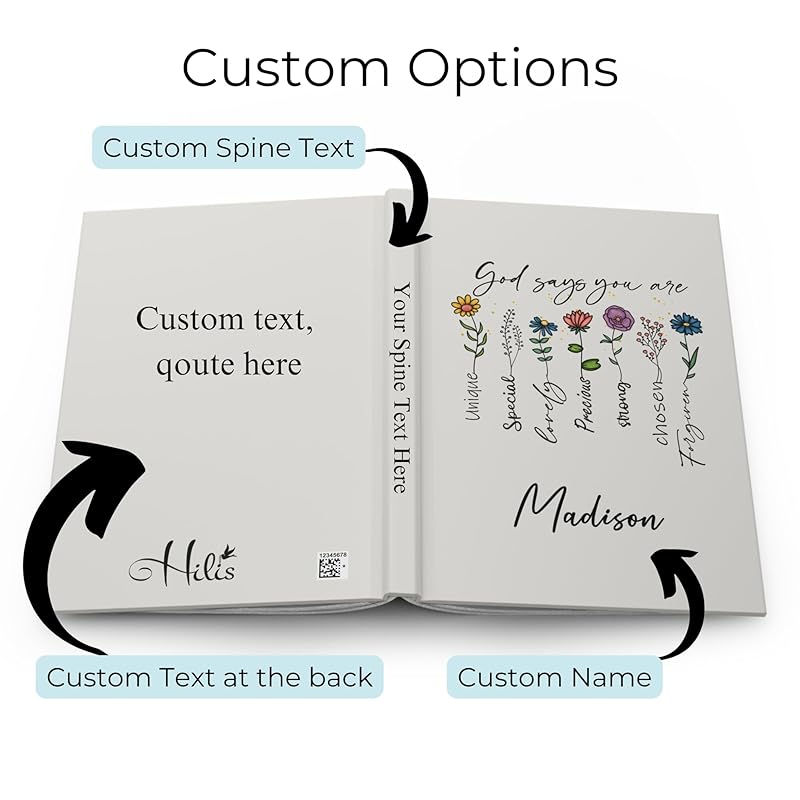 Personalized Prayer Journal for Woman or Man, Custom A5 Hardcover Notebook with Name, Religious Christian Gifts, Gratitude Journal, Devotionals for women, Bible Study Notebooks for Note Taking