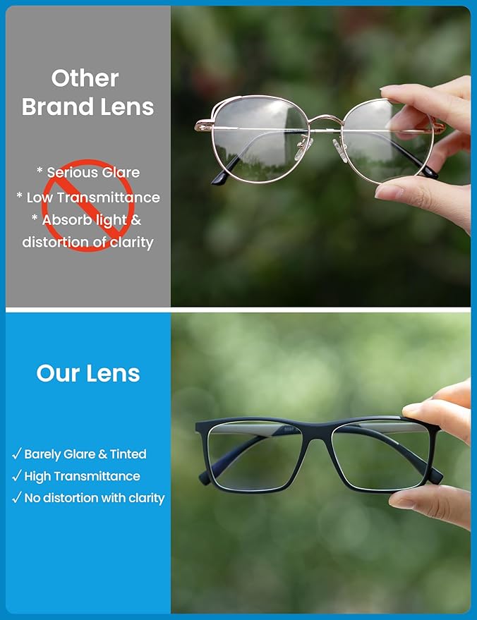 GUDVUE Mens Blue Light Glasses Rectangle Computer Glasses Gaming Glasses, Black/Gunmetal PRO