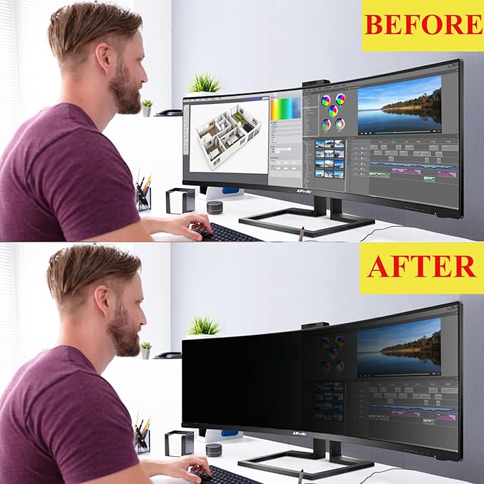 38 Inches Privacy Screen Filter for 21:9 Curved Ultrawide Monitor | Privacy Shield | Anti Glare | Anti-Blue Light | Eye Protection | Anti Spy | Computer Security Private Filter Protector