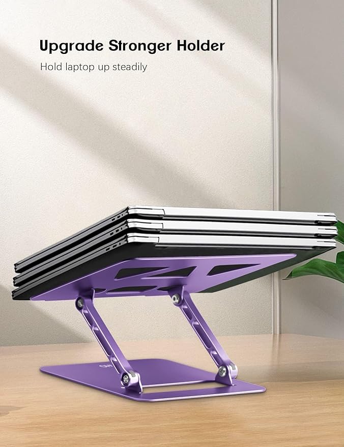 Adjustable Laptop Stand for Desk,Portable Laptop Stand Holder and Riser,Foldable Aluminum Notebook Computer Stands for MacBook Air Pro HP Lenovo Dell Samsung Chromebook, 10-15.6 inch, Purple