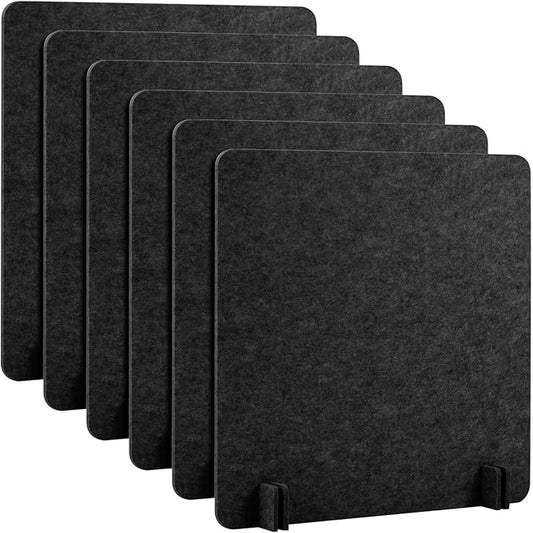 Kisston 6 Pack Acoustic Desk Divider Desk Partition 24 x 24" Stand Up Freestanding Desk Privacy Panel Noise and Visual Distractions Reducing Table Divider for Student Reception Area Office(Dark Gray)