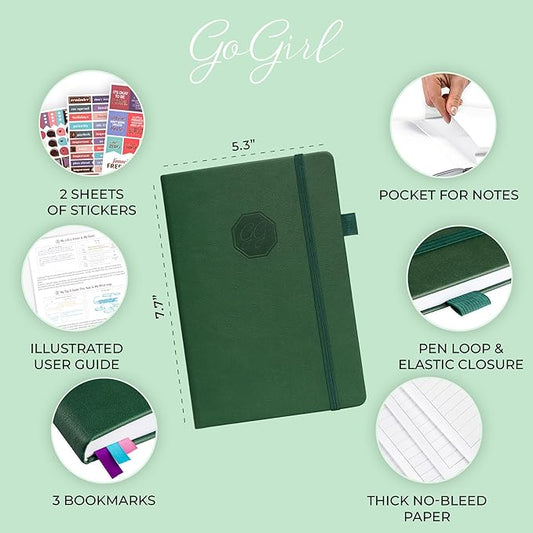 GoGirl Weekly Schedule Planner – Hourly Work & Life Planner with Time Slots – Vertical Agenda Organizer for Daily Productivity, A5 (Forest Green)