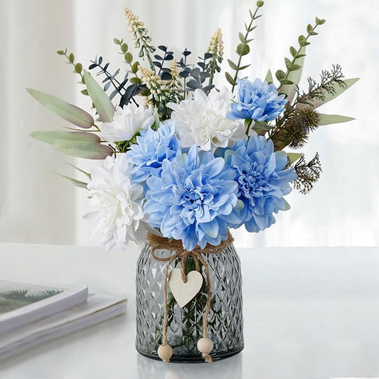 Leftover Fake Flowers in Vase,Faux Flowers in Vase,Table Centerpieces for Dining Room,Flower Centerpieces for Tables,Artificial Flowers,Kitchen Decor,Coffee Table Decor