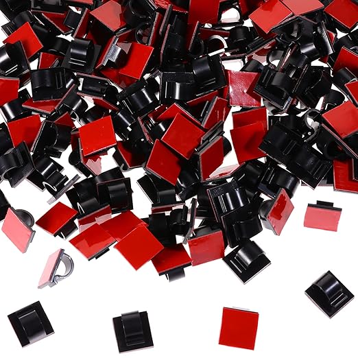 Namalu 60 Pieces Mini Cable Clips Hooks Christmas Light Clips Self Adhesive Light Hooks Cord Clips for Desk Outdoor String Lights(Small,Black)