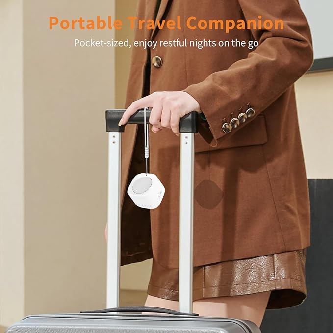 Portable Sound Machine for Sleep, White Noise Sound Machine for Travel with Night Light, Long-Lasting Power Mini Noise Machine with 16 Soothing Sounds,Memory,Timer for Adults Baby Office Privacy,Hotel