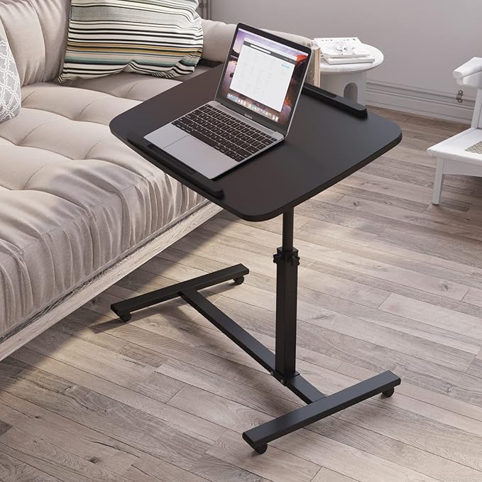 Laptop Table Mobile Adjustable Height Portable Desk Notebook Swivel PC Computer Rolling Desk with Wheels, Laptop Stand for Couch Bedside Hospital Bed Table
