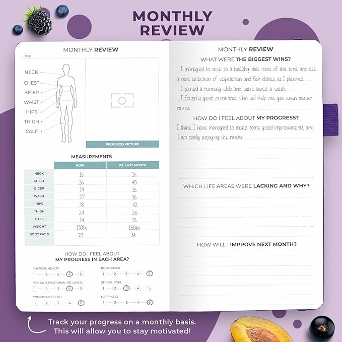 Clever Fox Wellness Planner - Weekly & Daily Health and Wellness Log, Food Journal & Meal Planner Diary for Calorie Counting, Notebook for Medical Condition Tracking – Pocket size (Purple)