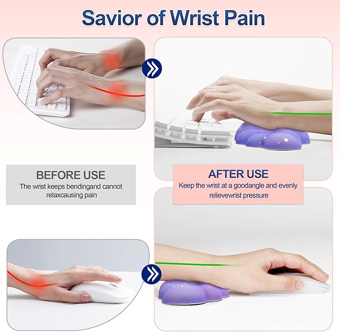 Cloud Wrist Rest Set for Keyboard and Mouse, Includes Cute Coaster, with Computers and Laptops（Purple Star Set）