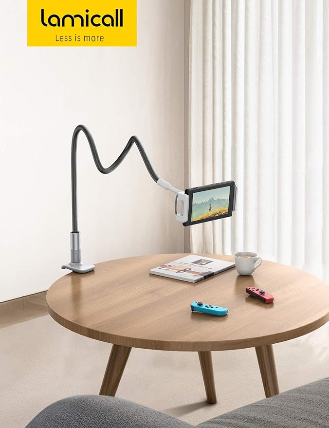 Lamicall Gooseneck Tablet Holder Mount : Flexible Arm Clip Tablet Stand for Bed, Desk Mount, Compatible with iPad Pro 11", Mini Air, Galaxy Tabs More 4.7 to 10.5" Phones and Tablets