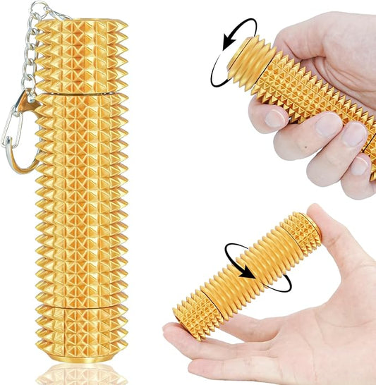 Fidget Roller Adults Teens Sensory Little Stim Gadget for Anxiety Relief Mild Ouchie,Desk Focus Tool Portable Hand Spinner Gifts Idea White Elephant Stocking Christmas(Gold,Full Grip)