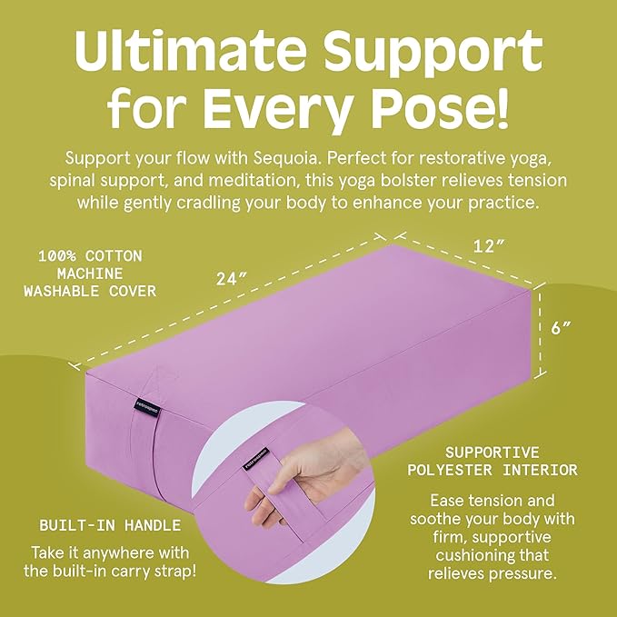 Retrospec Retrospec Sequoia Rectangular Yoga Bolster Pillow - Meditation Cushion for Yoga Practices - Includes Machine Washable 100% Cotton Cover & Durable Carry Handle