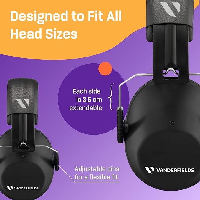 Vanderfields Hearing Protection Headphones - 26dB - Range Shooting Ear Protection - Noise Cancelling Ear Muffs for Adults