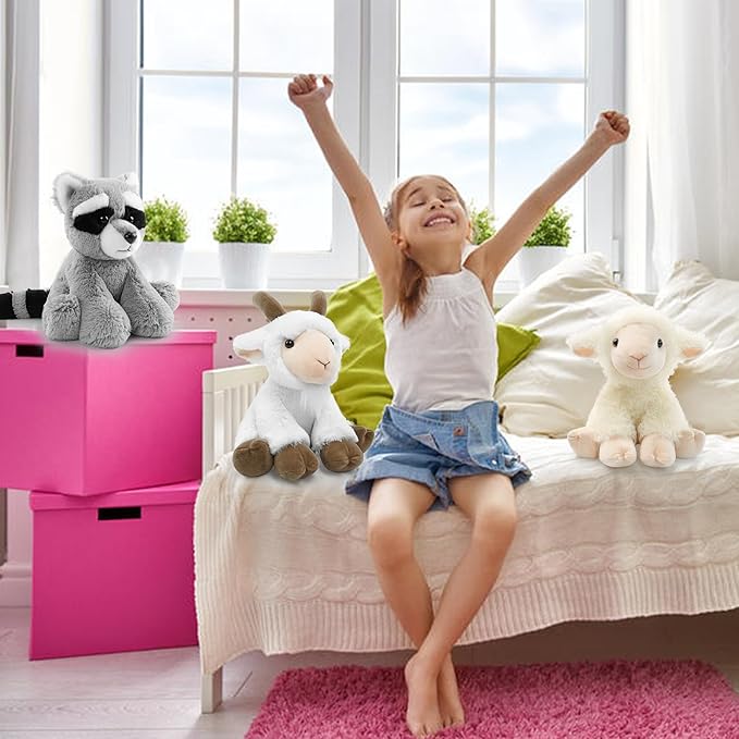 Plush Lamb Sitting Toys Stuffed Animal, Realistic Sheep Stuffed Animal Toy Characters Stuffed Filled in Limbs 8.5 Inch Soft Huggable Gifts for Kids with Stuffed Animals Birthday Gift for Girls Boys