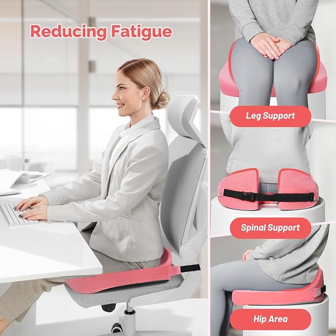 Large Memory Seat Cushion,Car Seat Cushion are Used to Relieve Sciatica, Suitable for Offices, Cars, Wheelchairs, Multi-Purpose (Pink)