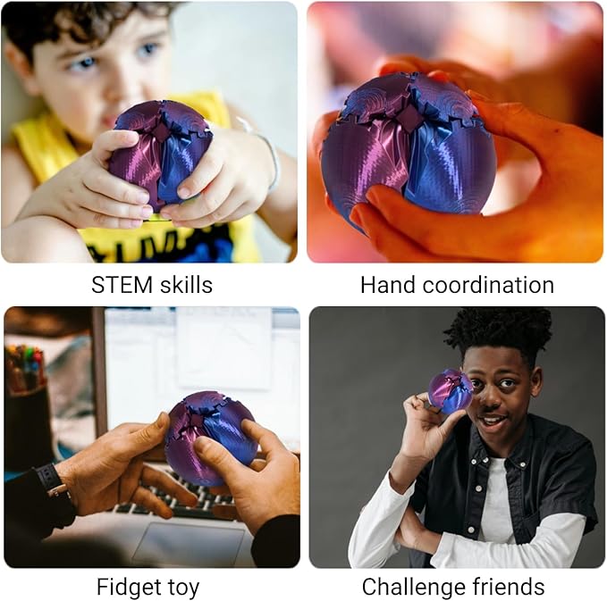 Gear Ball, 3D Printed Gear Ball, Gear Sphere Fidget Toy Stress Relief Toy for ADHD, Anxiety Relaxing Toy for Adults at Work/Study/Travel