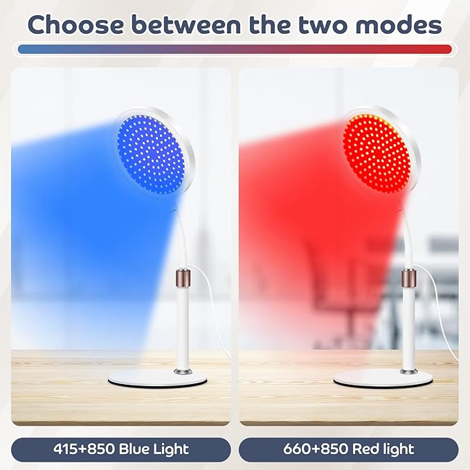 Red Light Therapy for Face and Body, Red and Blue Light Therapy Lamp with Base, 415nm Blue Light, 660nm and 850nm Near-Infrared LED Light Therapy Device for Home Use