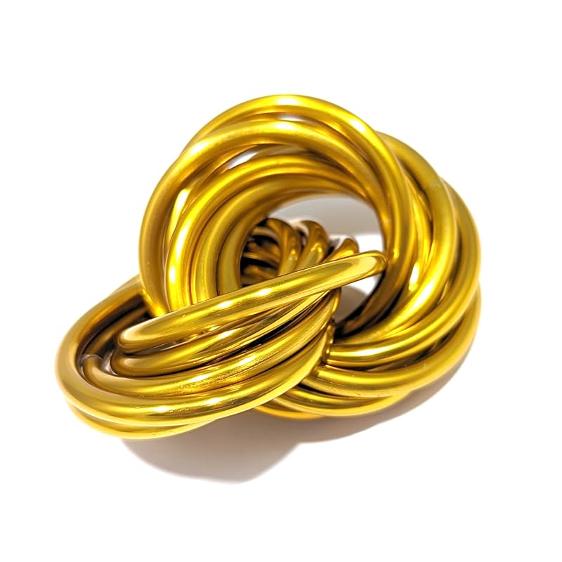 Möbii Fidget Ball (Solid Color): Quiet Mobius ADHD Anxiety Stim Stress Relief Toy Tool for Home Travel Office or Desk (XL(Daydream), Half, Gold)