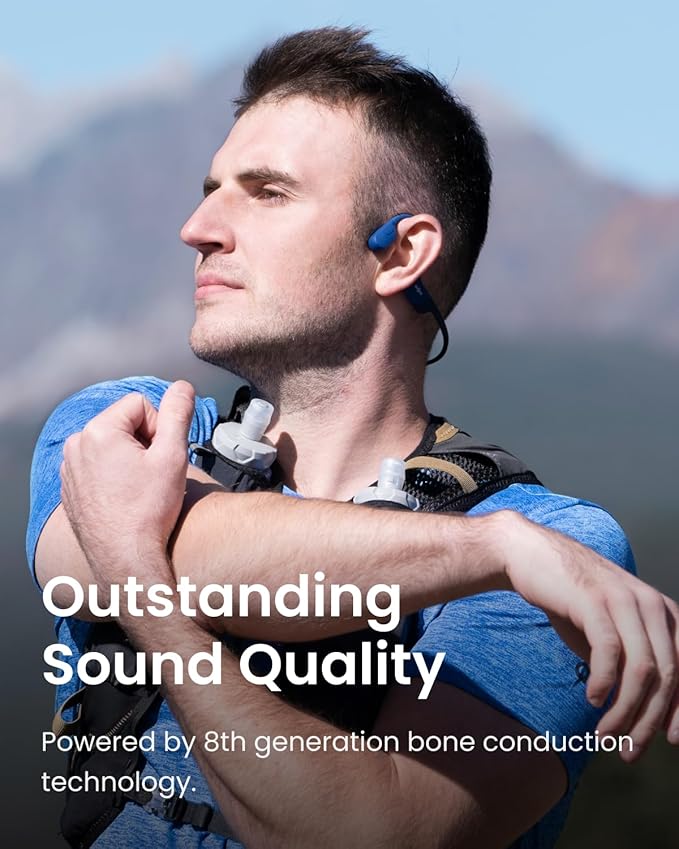 SHOKZ OpenRun (AfterShokz Aeropex) - Open-Ear Bluetooth Bone Conduction Sport Headphones - Sweat Resistant Wireless Earphones for Workouts and Running - Built-in Mic, with Headband