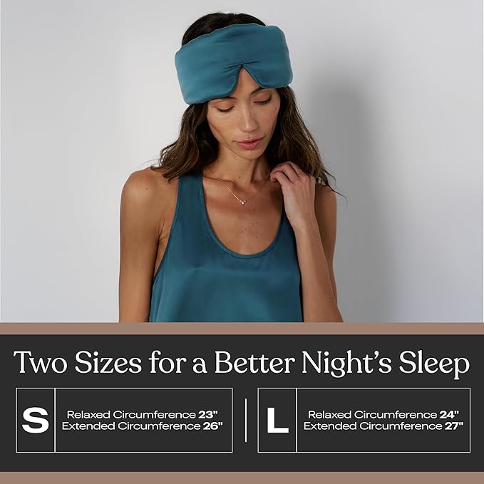 Silk Sleep Mask for Women - Mulberry Silk Eye Mask for Sleeping - Breathable, Washable, Light-Blocking – Piquant Teal, S