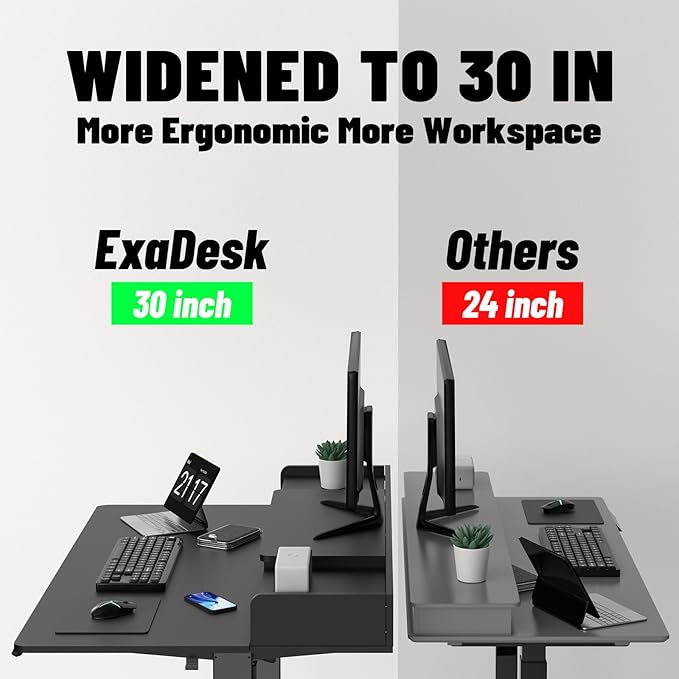 48 x 30 Inch Electric Standing Desk with 2 Drawers, Adjustable Height Widened Stand Up Desk with Storage, Sit to Stand Ergonomic Workstation for Home Office, Classic Black