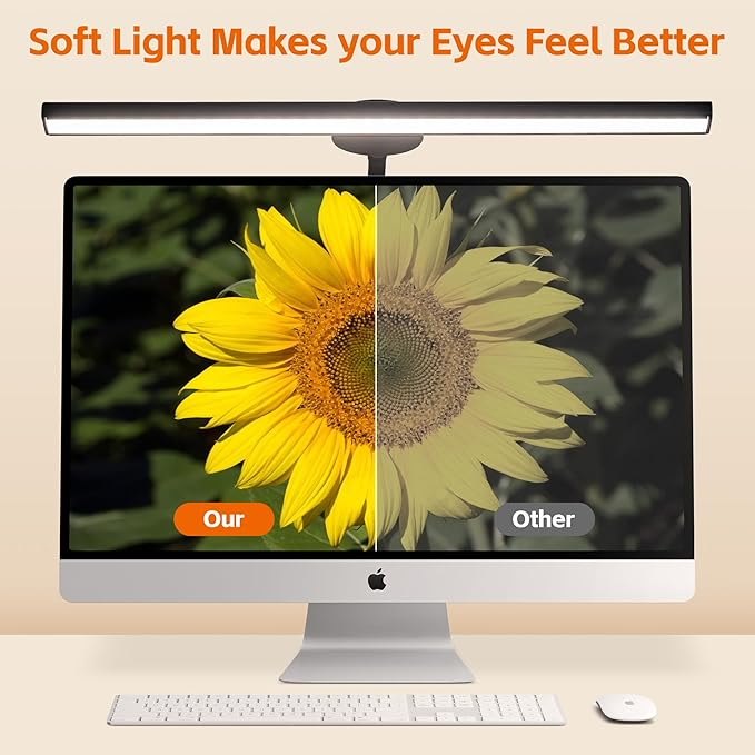 LED Desk Lamp with Clamp, Eye-Caring Adjustable Brightness, 3 Lighting Modes, Touch & Remote Control Clip Light for Home Office, Study, Computer Work, Reading, Puzzle, Task (Black)