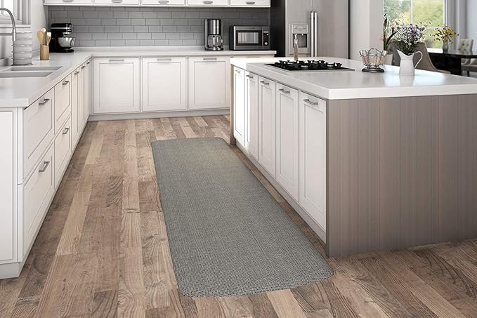 NewLife by GelPro Ergo-Foam Cushioned Anti-Fatigue Standing Kitchen Floor Mat, Padded Stain-Resistant, Waterproof, Non-Slip Comfort Padded Desk/Office Mat - 30" x 108", Patina Grey
