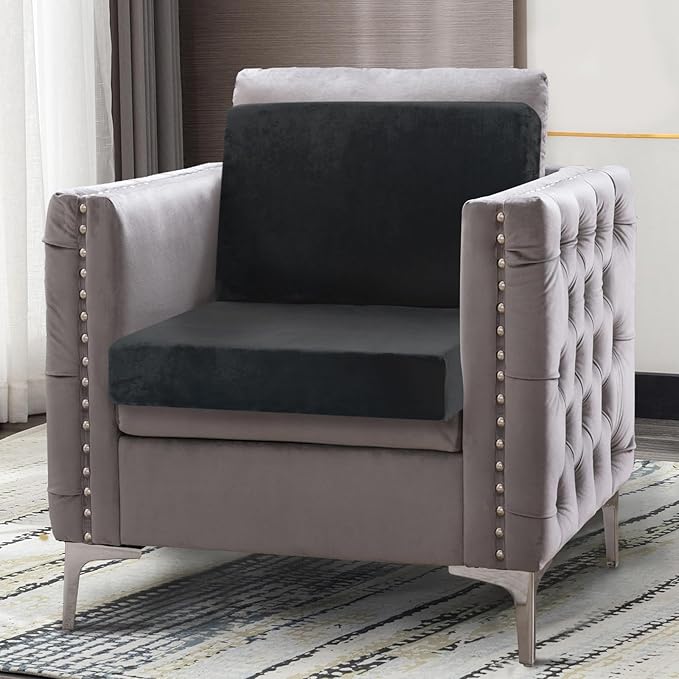 Foam Recliner Chair Cushions Wheelchair Cushions, Non-Slip 4" Thick Supportive Lumbar Support Pillow for Elderly Supportive Seat Cushion with Lumbar Pillow; 20x20x4"+12.8" Backrest Height,Black