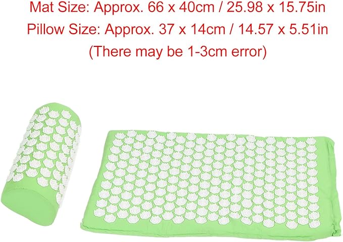 Massage Acupressure Mat Pillow Set, Massage Cushion Pillow Set for Muscle Relaxation and Stress Relief, Yoga Sit Lying Mat to Relieve Body Pain and Improve Blood Circulation(Green)